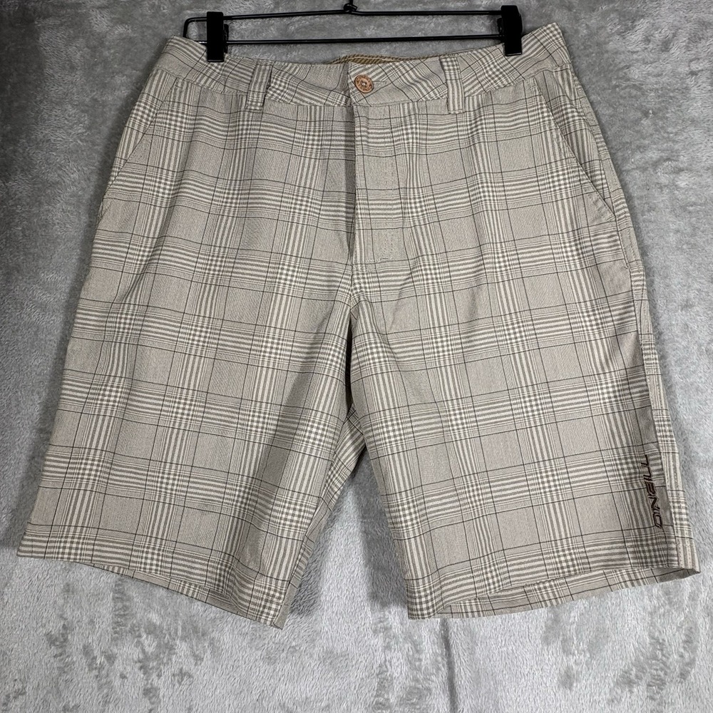 O'Neill Shorts Size 32 Beige Glen Plaid Casual Beach Mens